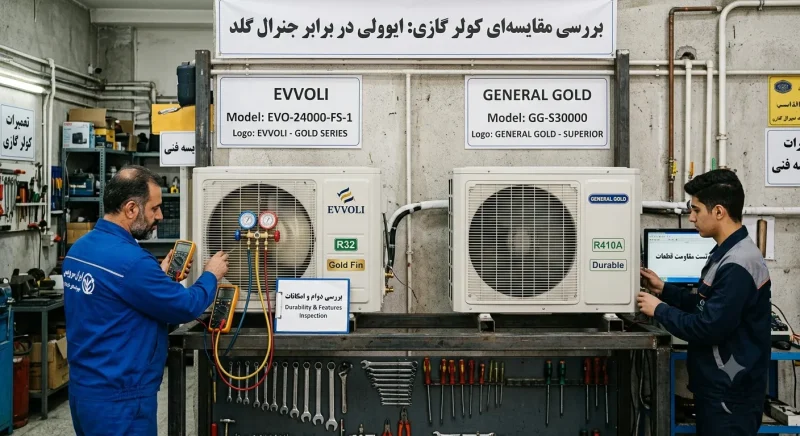 بررسی امکانات و دوام کولر گازی ایوولی و جنرال گلد