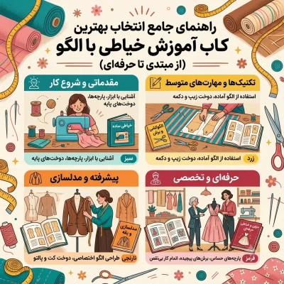 راهنمای جامع انتخاب بهترین کتاب آموزش خیاطی با الگو (از مبتدی تا حرفه‌ای)