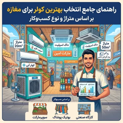 راهنمای انتخاب بهترین کولر برای مغازه با توجه به متراژ و نوع کسب‌وکار