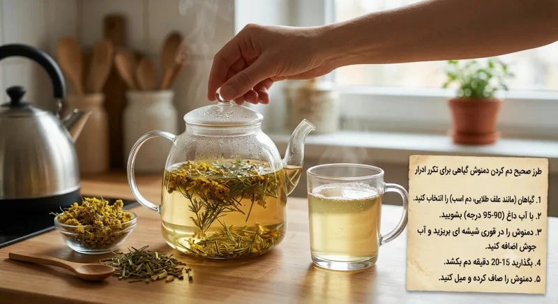 نحوه صحیح دم کردن دمنوشهای گیاهی طرز صحیح دم کردن دمنوش گیاهی برای تکرر ادرار