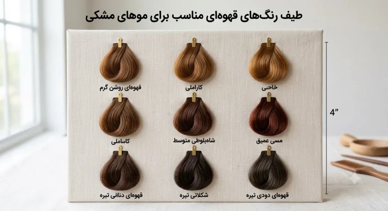 طیف رنگ‌های قهوه‌ای مناسب برای موهای مشکی