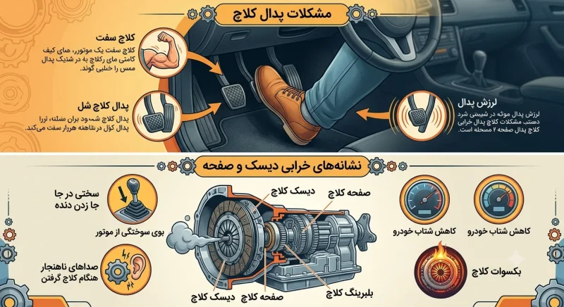 مشکلات پدال کلاچ و نشانه خرابی دیسک و صفحه