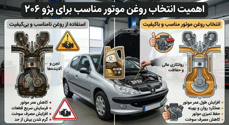 اهمیت انتخاب روغن موتور مناسب برای پژو ۲۰۶