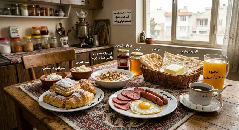 مواد غذایی مضر برای کبد چرب در وعده صبحانه