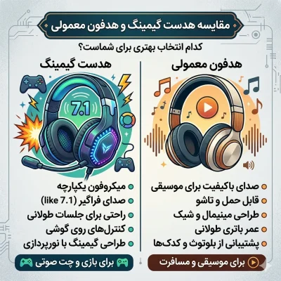 مقایسه هدست گیمینگ و هدفون معمولی؛ کدام انتخاب بهتری برای شماست؟