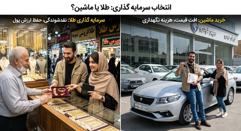 مقایسه انتخاب خرید طلا یا ماشین برای سرمایه گذاری