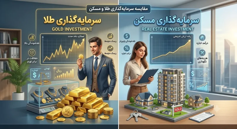 مقایسه سرمایه گذاری طلا و مسکن