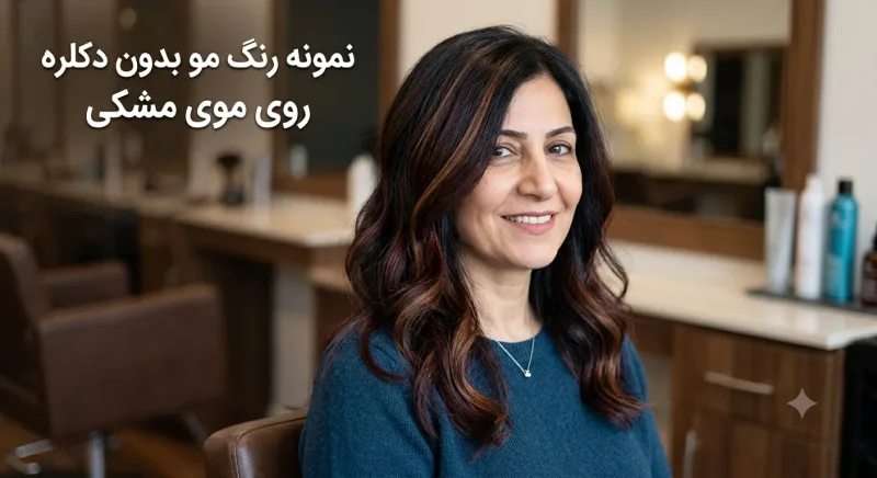 نمونه رنگ مو بدون دکلره روی موی مشکی