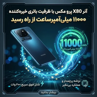 آنر X80 پرو مکس با ظرفیت باتری خیره‌کننده ۱۱۰۰۰ میلی‌آمپرساعت از راه رسید