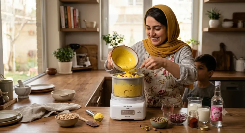 تهیه بستنی خانگی با دستگاه بستنی ساز