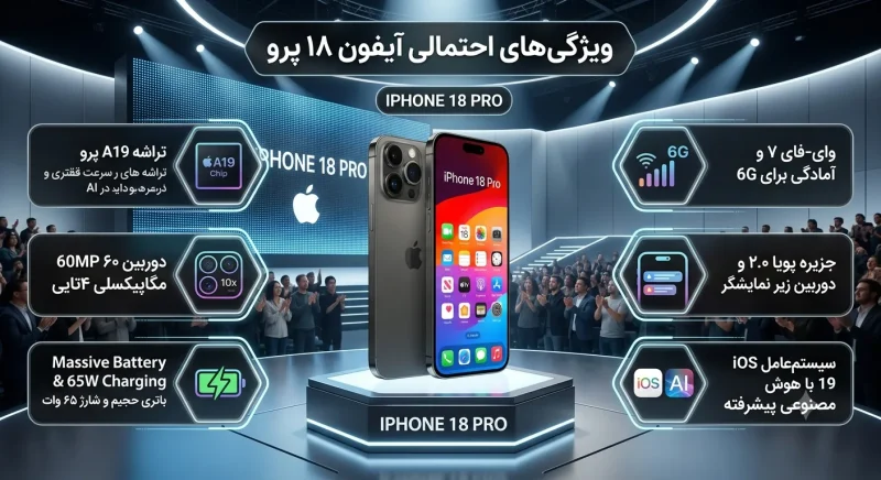 ویژگی های احتمالی آیفون ۱۸ پرو