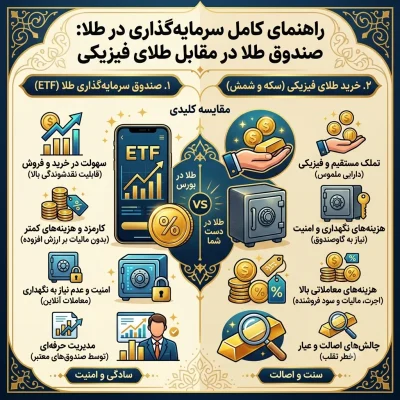 راهنمای کامل سرمایه‌گذاری در طلا: صندوق طلا در مقابل طلای فیزیکی