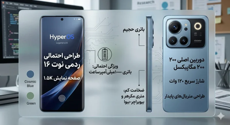 طراحی احتمالی گوشی ردمی نوت 16