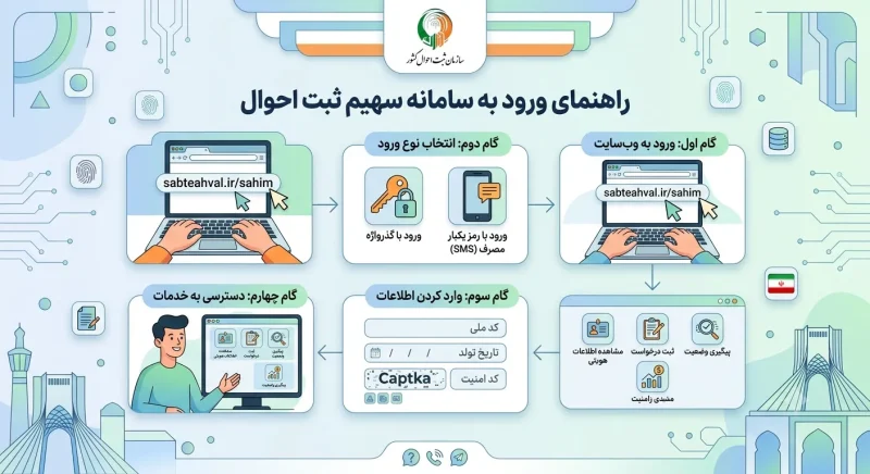 راهنمای ورود به سامانه سهیم ثبت احوال