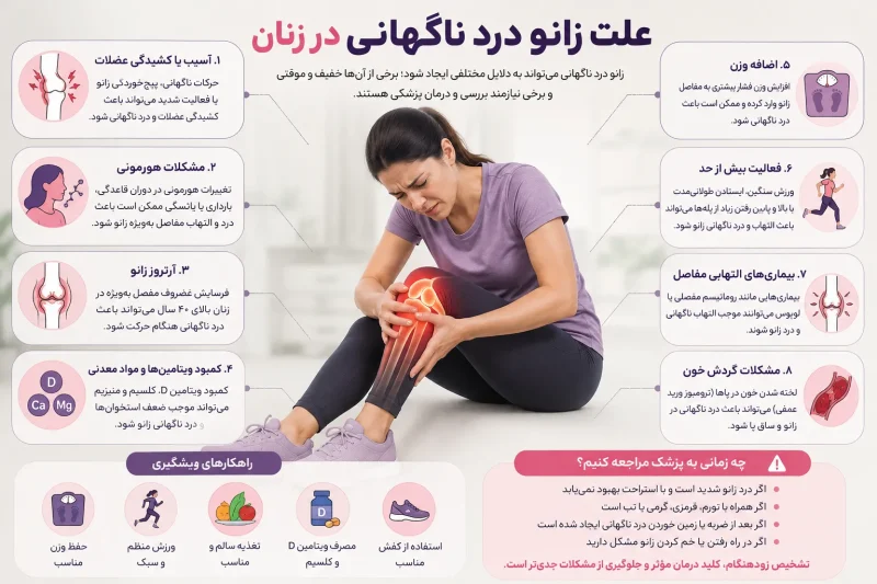 علت زانو درد ناگهانی در زنان