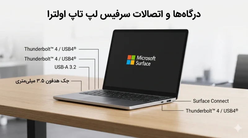 اتصالات و درگاههای سرفیس لپ تاپ اولترا درگاهها و اتصالات سرفیس لپ تاپ اولترا