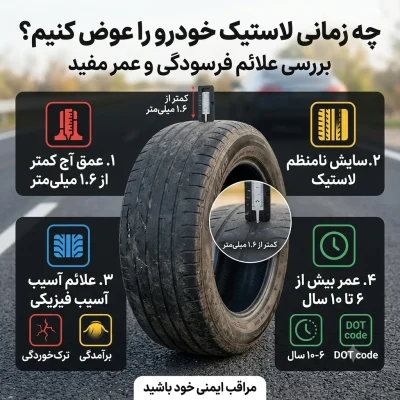 چه زمانی لاستیک خودرو را عوض کنیم؟ بررسی علائم فرسودگی و عمر مفید