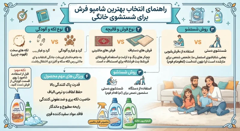 راهنمای انتخاب بهترین شامپو فرش برای شستشوی خانگی