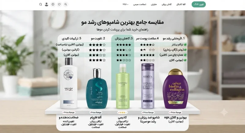مقایسه بهترین شامپوهای رشد مو