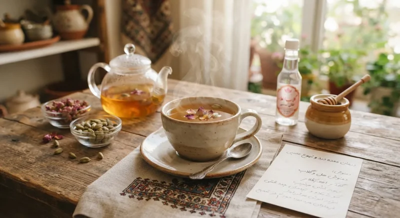 ترکیب دمنوش هل و گلاب برای درمان معده درد و تهوع عصبی شدید