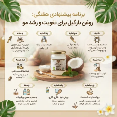 روغن نارگیل برای تقویت و رشد مو؛ برنامه هفتگی پیشنهادی