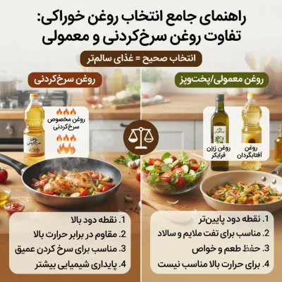 راهنمای جامع انتخاب روغن خوراکی: روغن سرخ‌کردنی چه تفاوتی با روغن معمولی دارد؟