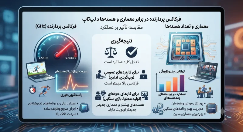 مقایسه تأثیر فرکانس پردازنده در برابر معماری و تعداد هسته‌ها در لپ تاپ