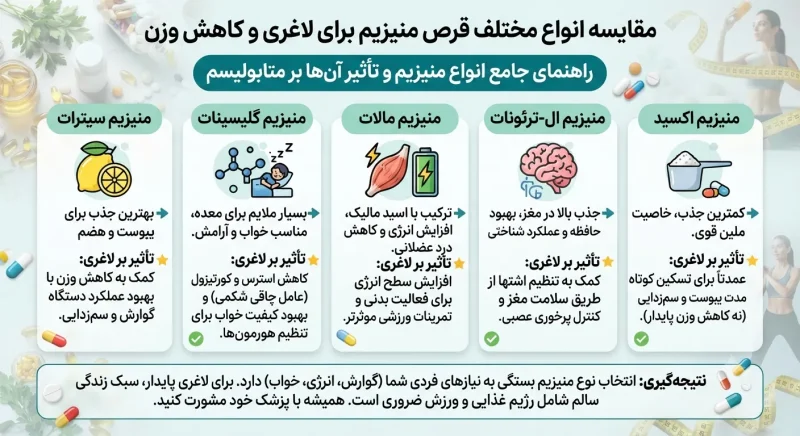 مقایسه انواع مختلف قرص منیزیم برای لاغری