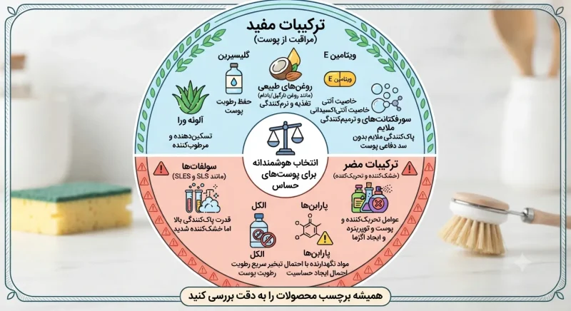 مقایسه ترکیبات مفید و مضر در بهترین مایع ظرفشویی برای پوست خشک
