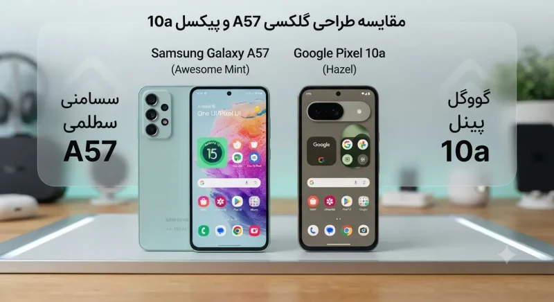 مقایسه طراحی گلکسی A57 و پیکسل 10a