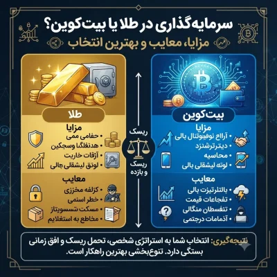سرمایه‌گذاری در طلا یا بیت‌کوین؟ مزایا، معایب و بهترین انتخاب