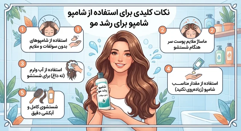 نکات استفاده از شامپو برای رشد مو