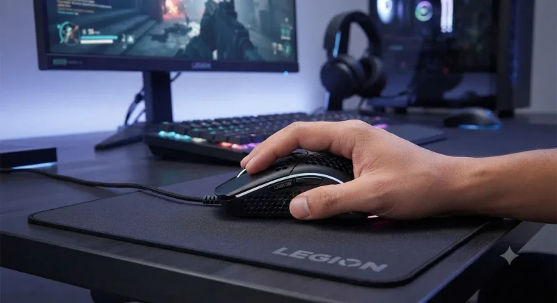 طراحی و ارگونومی ماوس گیمینگ Lenovo Legion Y7MG با وزن کم و فرم ارگونومیک