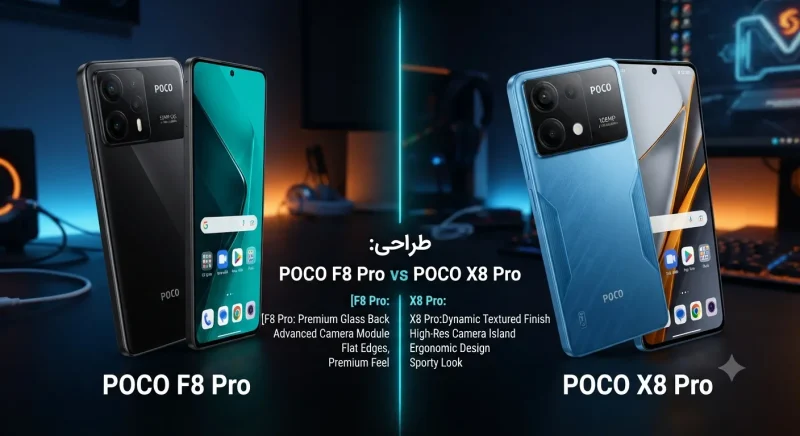 مقایسه طراحی پوکو F8 پرو و پوکو X8 پرو