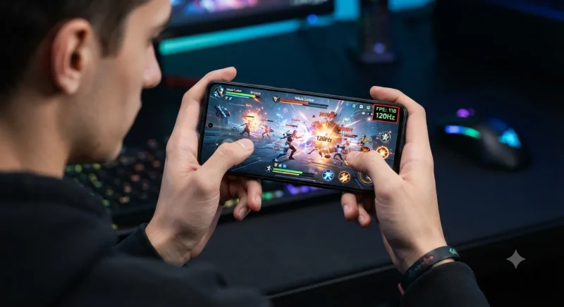 صفحه نمایش روان و باکیفیت ردمی توربو ۶ برای گیمینگ نمایش صفحه نمایش ۱۲۰ هرتزی ردمی توربو ۶ حین اجرای بازی سنگین