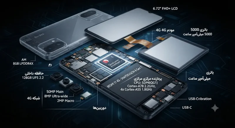 نمایش پردازنده و سخت‌افزار گوشی Redmi 17 4G