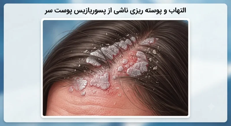تصویرسازی التهاب و پوسته ریزی ناشی از پسوریازیس پوست سر