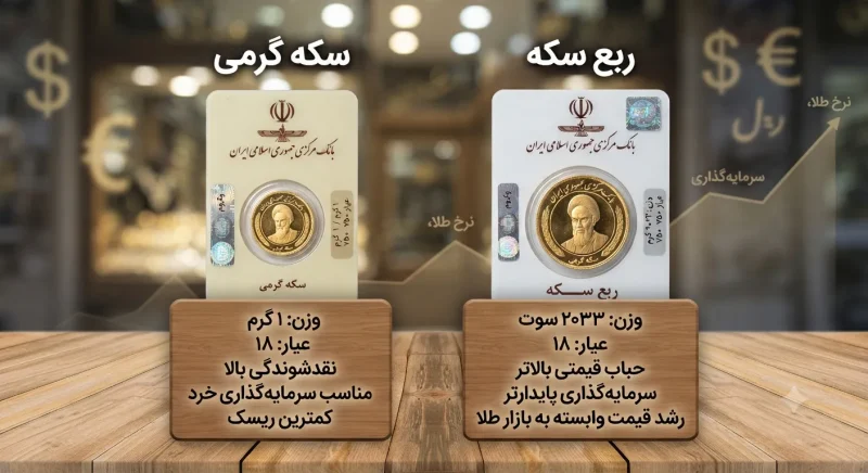 مقایسه سکه گرمی و ربع سکه برای سرمایه‌گذاری