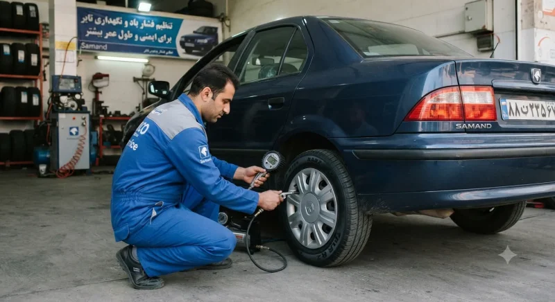 تنظیم فشار باد و نگهداری تایر برای افزایش ایمنی سمند