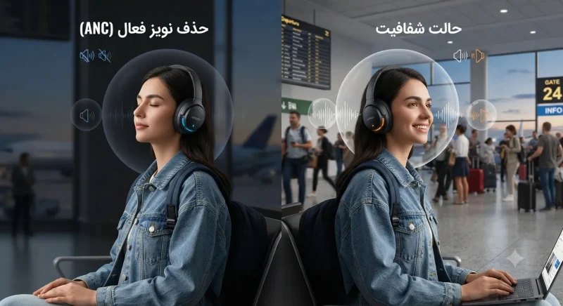 فعالسازی حالت حذف نویز فعال و شفافیت در هدفون یوگرین Max5s