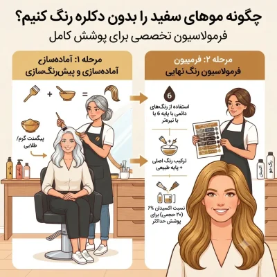 چگونه موهای سفید را بدون دکلره رنگ کنیم؟ (فرمولاسیون تخصصی)