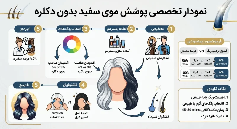 نمودار تخصصی پوشش موی سفید بدون دکلره