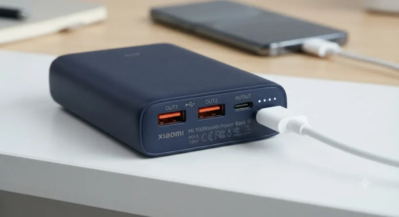 پورت‌های ورودی و خروجی پاوربانک 5i شیائومی شامل دو USB-A و یک USB-C
