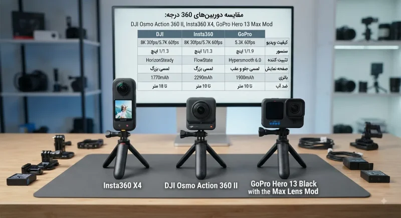 مقایسه دوربین DJI Osmo 360 II با رقبای اصلی خود Insta360 و GoPro