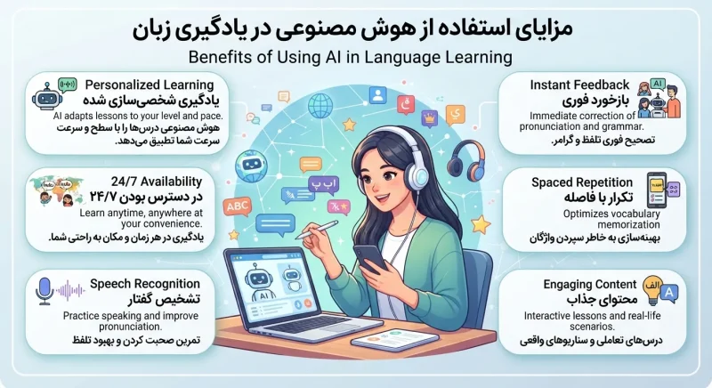 مزایای استفاده از هوش مصنوعی در یادگیری زبان