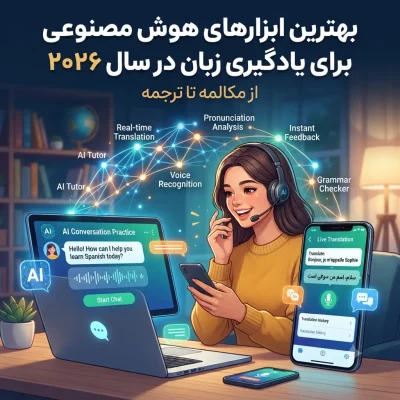 بهترین ابزارهای هوش مصنوعی برای یادگیری زبان در سال ۲۰۲۶؛ از مکالمه تا ترجمه