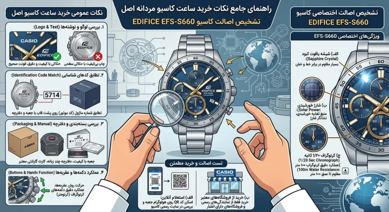 تشخیص اصالت کاسیو Edifice EFS-S660 نکات خرید ساعت کاسیو مردانه اصل و تشخیص اصالت کاسیو Edifice EFS-S660