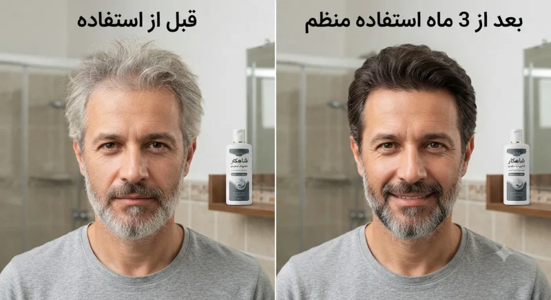 مقایسه تاثیر بهترین مارک شامپو رفع سفیدی مو قبل و بعد از چند ماه استفاده منظم