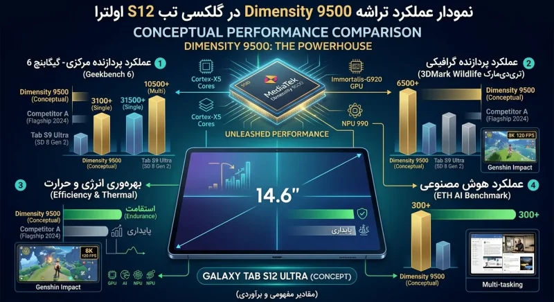 نمودار عملکرد تراشه Dimensity 9500 در گلکسی تب S12 اولترا