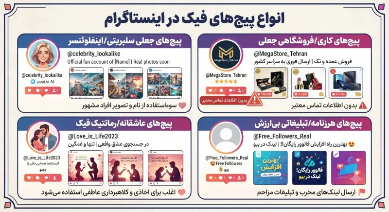 انواع مختلف پیج فیک در اینستاگرام